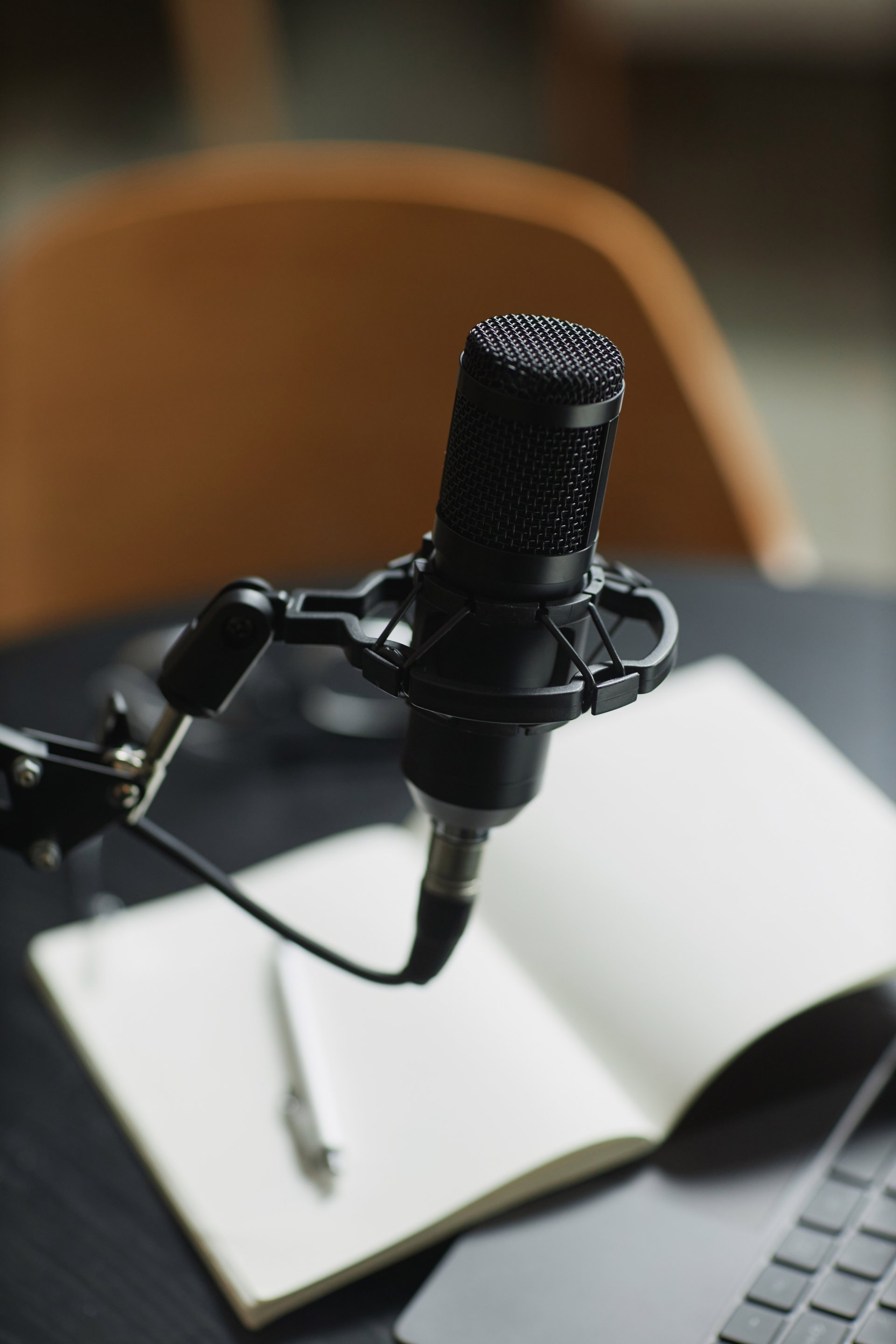 Professional Studio Recording Microphone stock photo